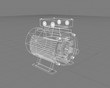 Wireframe 3D blueprint of electric motor