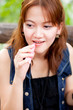 Women fill lip. Women fill lip.