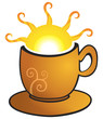 Illustration of bright hot sun inside cup Illustration of bright hot sun inside cup
