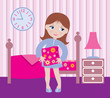 Sleepy girl to go to bed. vector