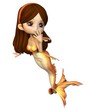 Cute Toon Goldfish Mermaid
