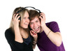 pair listens music