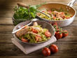 green tagliatelle with norway lobster, tomatoes and lemon peel green tagliatelle with norway lobster, tomatoes and lemon peel