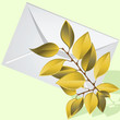 The yellow branch lies on an envelope. The yellow branch lies on an envelope.