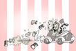 VINTAGE JUST MARRIED illustration of a couple VINTAGE JUST MARRIED illustration of a couple