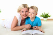 mother with son in studio