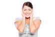 stressful woman covering her ears stressful woman covering her ears