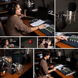 Collection of radio dj man at radio studio