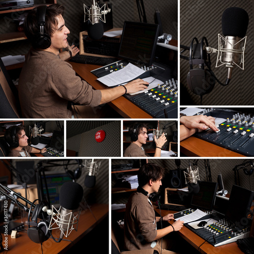 Photo: Collection of radio dj man at radio studio Collection of radio dj man at radio studio