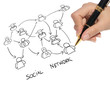 Photo: business man drawing a social network business man drawing a social network