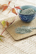 Porcelain drinking bowl with the pounded cosmeticology clay