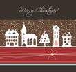 Christmas card with houses, vector Christmas card with houses, vector