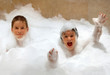 Sister and brother in foam