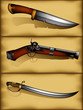 set of ancient weapons