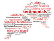TESTIMONIALS Tag Cloud (customer satisfaction feedback)
