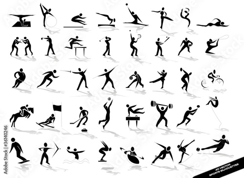Vector: Sporting black silhouettes in vector Sporting black silhouettes in vector