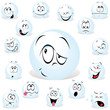 pong ball cartoon wit many expressions
