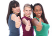 Success for ethnic mix three student girl friends