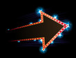 Arrow shape neon with star in background