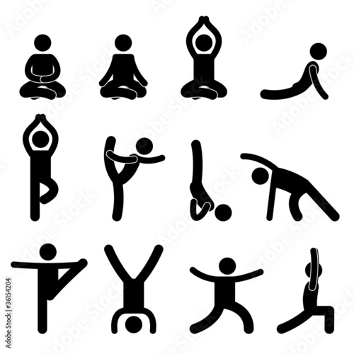 Vektor: Yoga Meditation Exercise Stretching People Pictogram Yoga Meditation Exercise Stretching People Pictogram