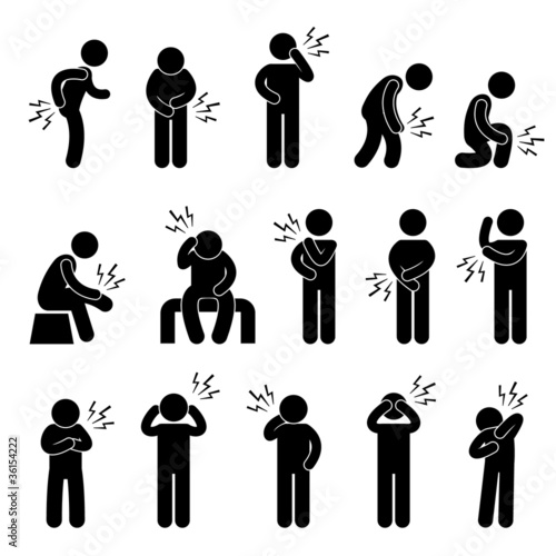 Vector: Body Ache Pain Backache Headache People Pictogram Body Ache Pain Backache Headache People Pictogram