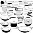 Vektor: Kitchen Tool Utensil Equipment Doodle Drawing Sketch Kitchen Tool Utensil Equipment Doodle Drawing Sketch