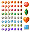 Big collection of different jewels on white
