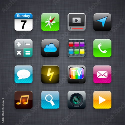 Vektor: Square modern app icons. Square modern app icons.