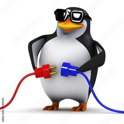Illustration: 3d Penguin Network Technician... 3d Penguin Network Technician...