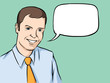 portrait of a smiling businessman with speech balloon portrait of a smiling businessman with speech balloon
