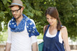 Couple walking together and smiling, Paris, Ile-de-France, France