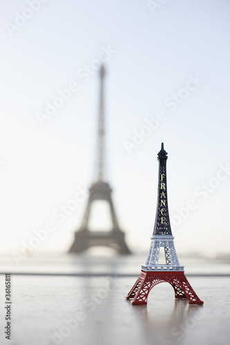 Photo: Replica of Eiffel Tower with original one in the background, Paris, Ile-de-France, France Replica of Eiffel Tower with original one in the background, Paris, Ile-de-France, France