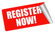 Vektor: red sticker - register now! red sticker - register now!