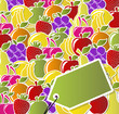 Background of fruit icons labels