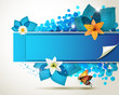Banner design with leaf, flowers and butterflies Banner design with leaf, flowers and butterflies
