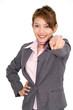 businesswoman shows his finger forward ..