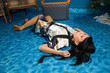 Crime scene simulation. Victim lying on the floor