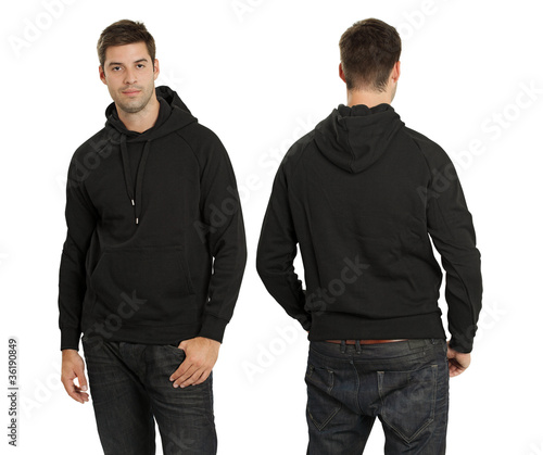 Photo: Male wearing blank black hoodie Male wearing blank black hoodie