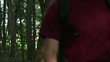 Video: young man and woman hiking in forest young man and woman hiking in forest