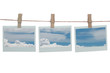 Polaroid templates with blue clouds