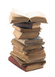 Stack of old books with clipping path