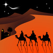 Classic three magic scene and shining star of Bethlehem.