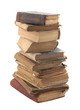 Stack of old books with clipping path