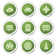 Travel web icons set 2, green stickers