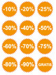 Rabatt Button 10 - 90%, Gratis
