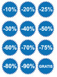 Rabatt Button 10 - 90%, Gratis
