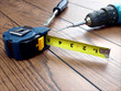 Carpenter tools on the hardwood