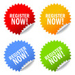 Register now vector stickers