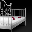 bed with rose flowers