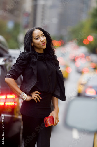 Photo: Fashion Model in Traffic Fashion Model in Traffic